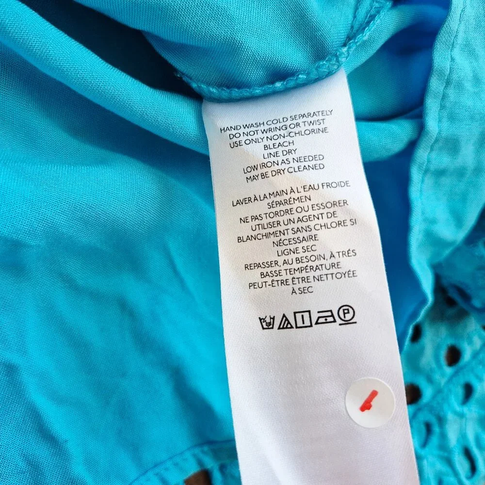 EUC Anthropologie Somerset Eyelet Edition Maxi Dress Short Sleeve Pocket Blue - Picture 12 of 16